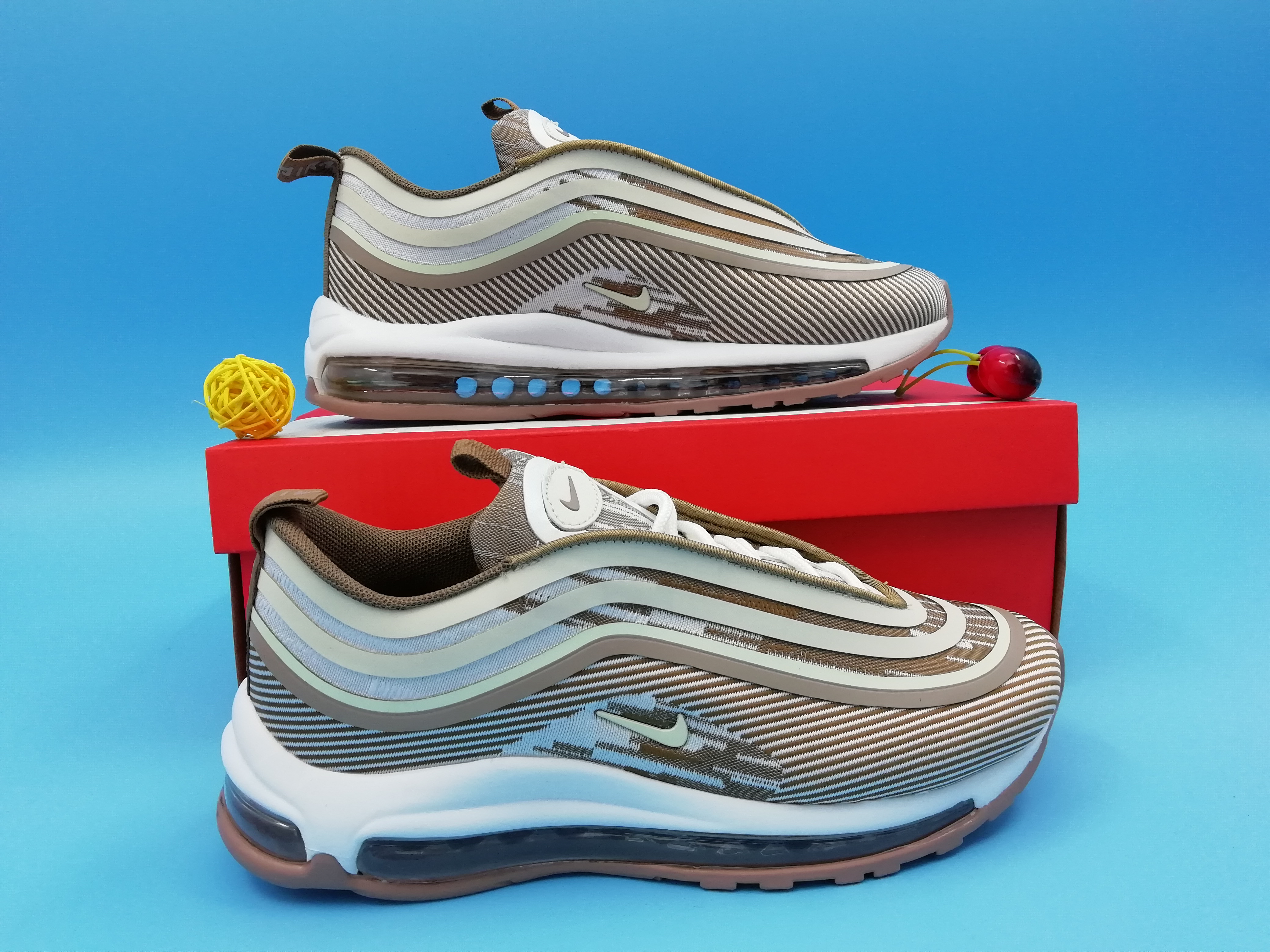 2019 Men Nike Air Max 97 Coffe Grey White Shoes - Click Image to Close